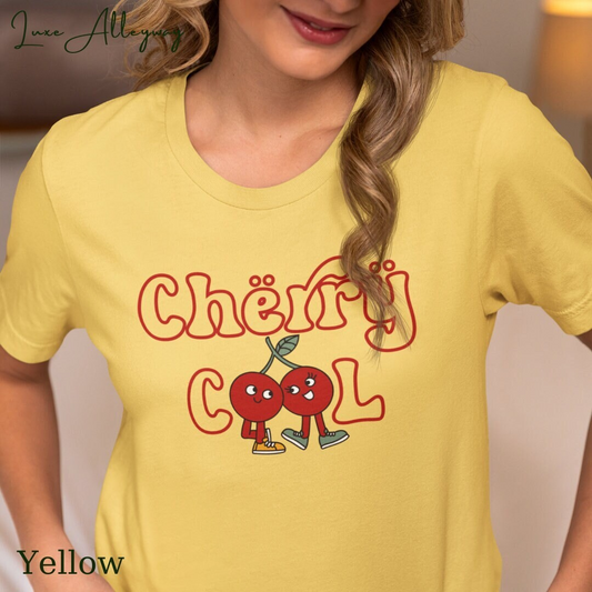 Life Scribbles - Cherry Cool T-shirt Yellow