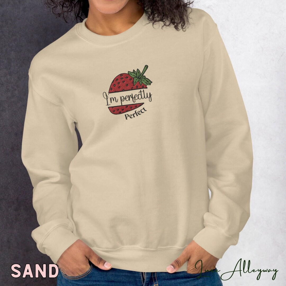 Life Scribbles - I am Perfect Strawberry Sweatshirt Sand