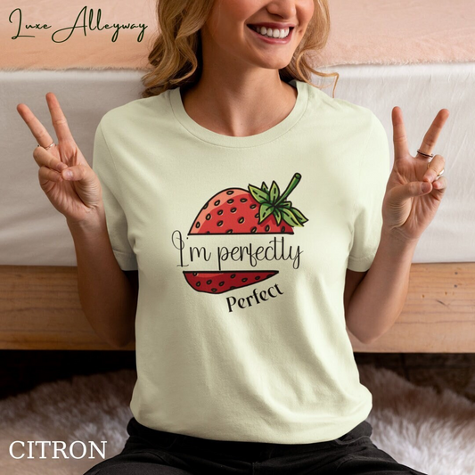 Life Scribbles - I am Perfectly Perfect Strawberry Tshirt Citron