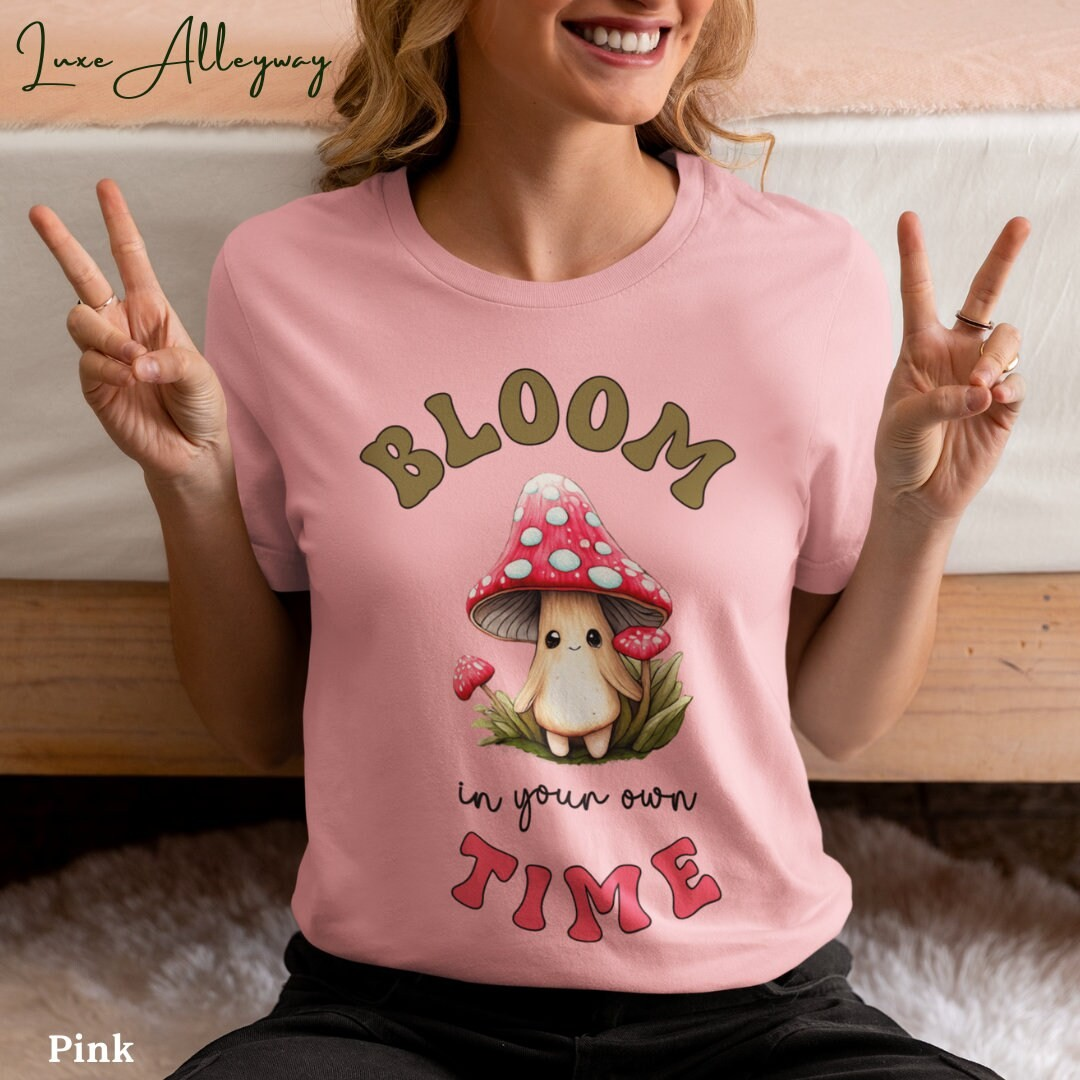 Life Scribbles - Mushroom Motivational Tshirt Pink