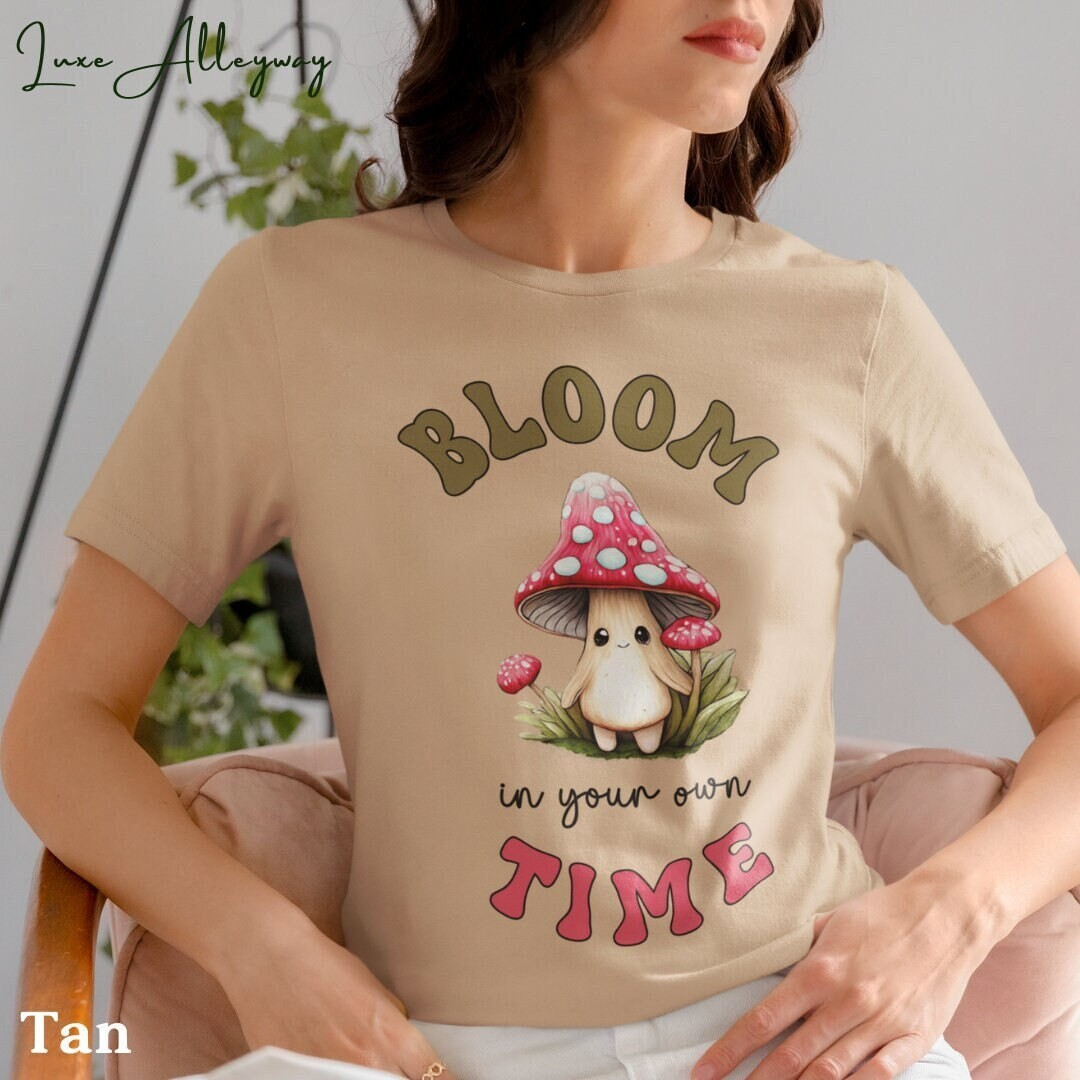 Life Scribbles - Mushroom Motivational Tshirt Tan