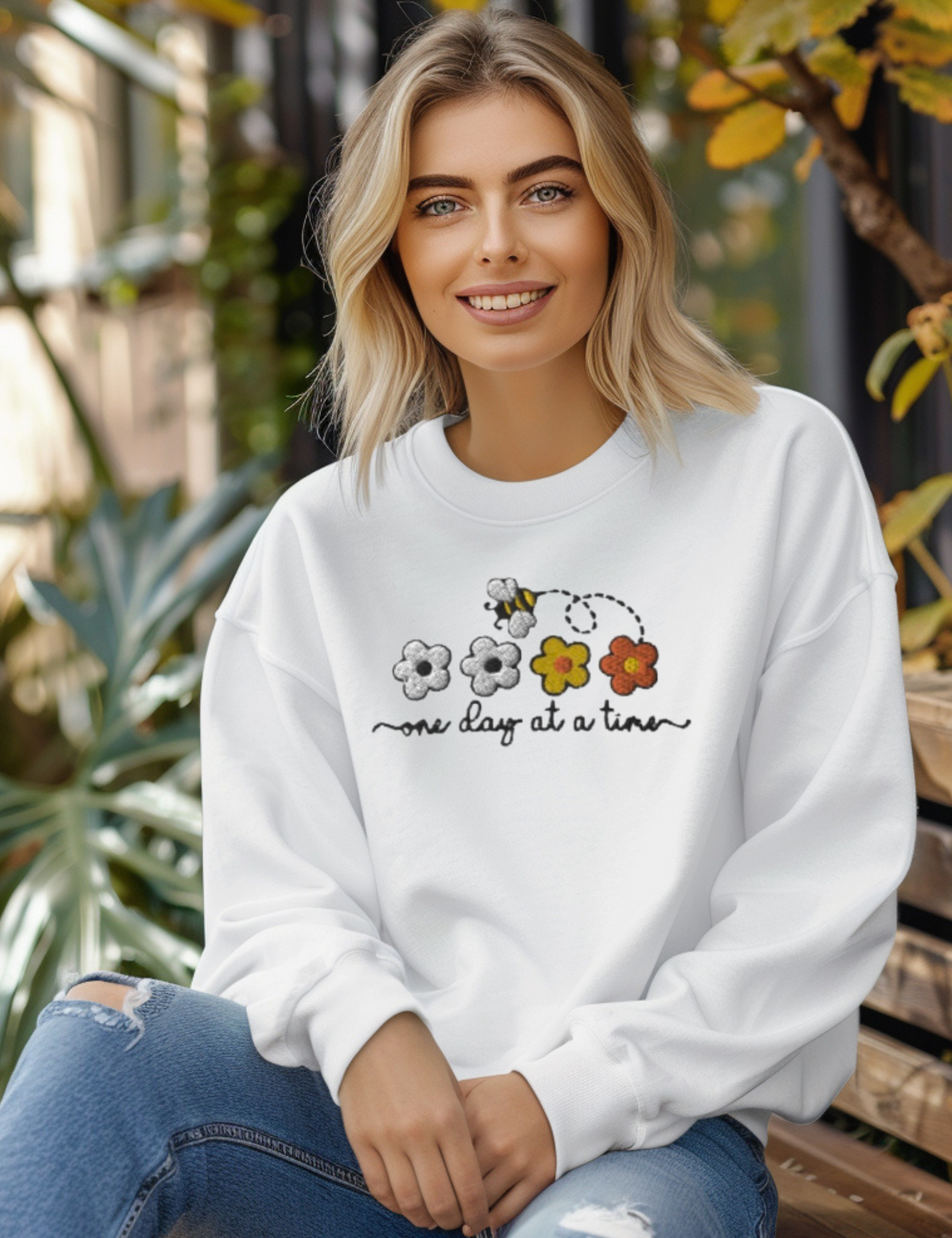 Life Scribbles - Embroidered  Sweatshirts - White - Motivational