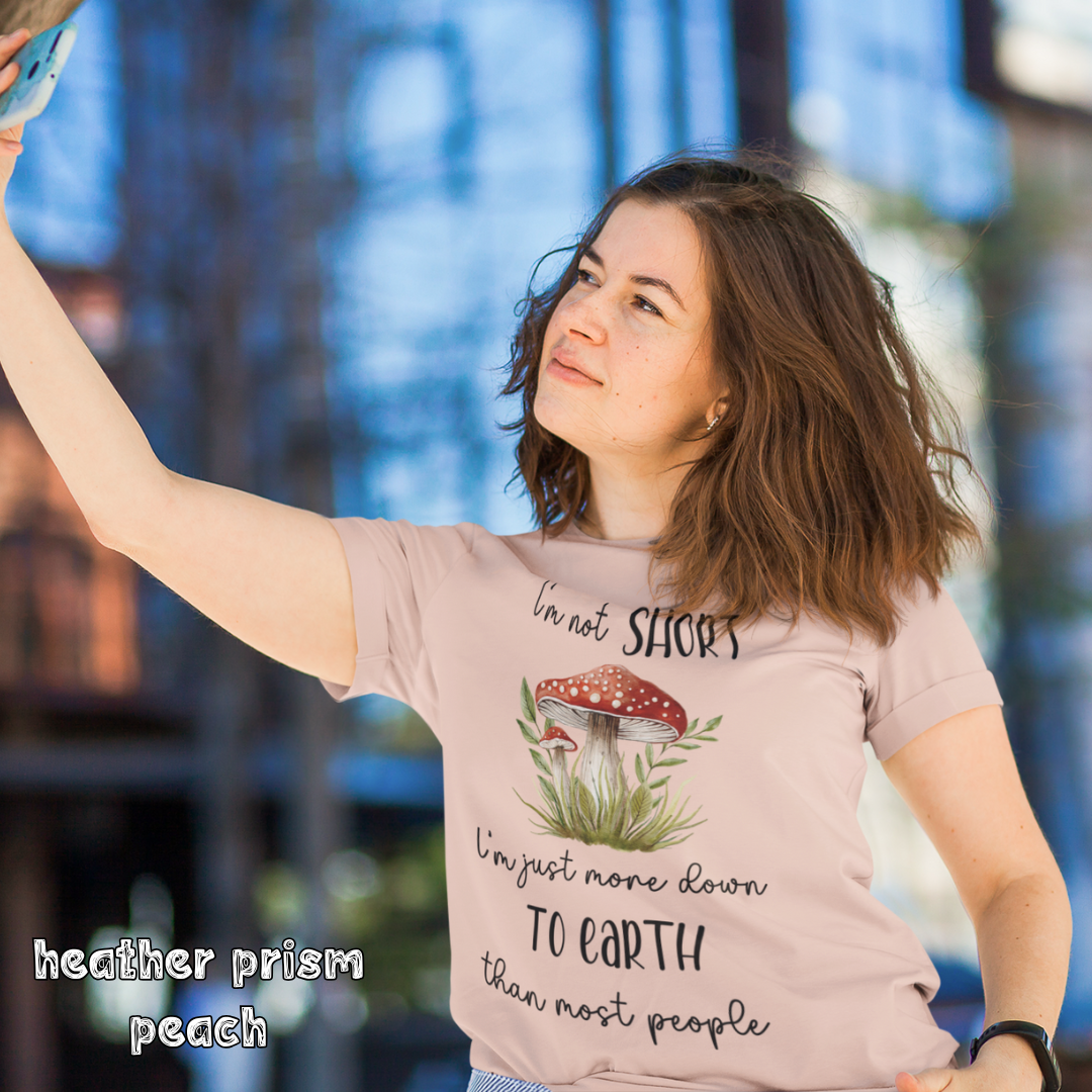 Life Scribbles -  Heather Prism Peach T-Shirt - Short Girl Mushroom Top