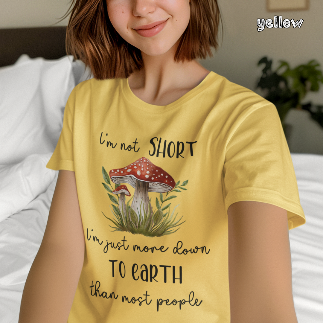 Life Scribbles -  Yellow T-Shirt - Short Girl Mushroom Top