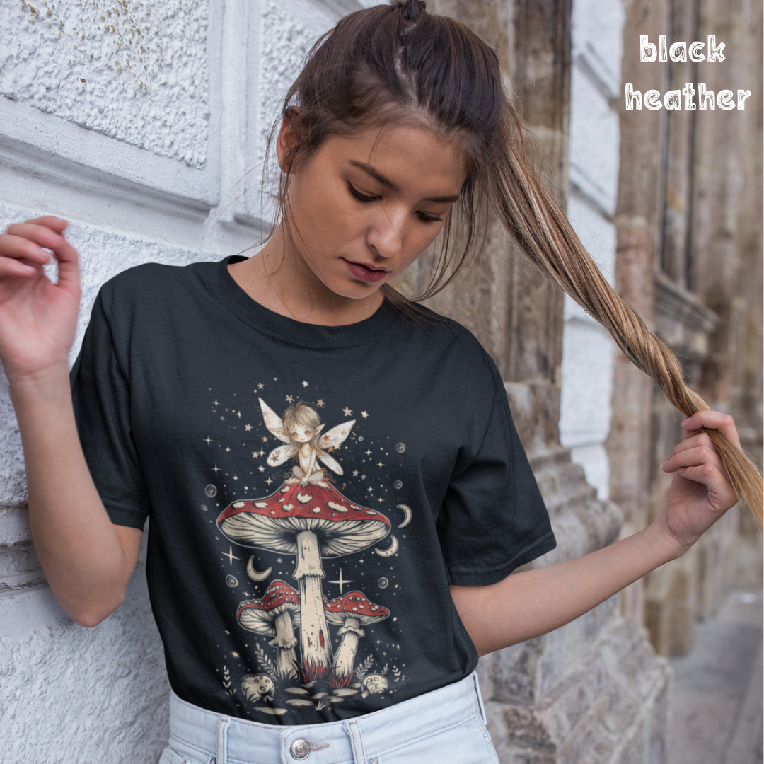 Life Scribbles - Mushroom - Pixie - T-Shirt - Black Heather