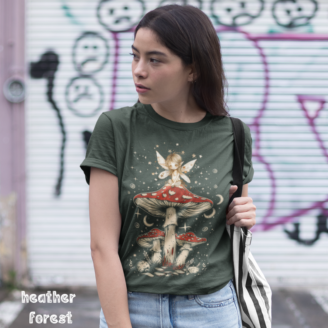 Life Scribbles - Mushroom - Pixie - T-Shirt - Heather Forest - Green