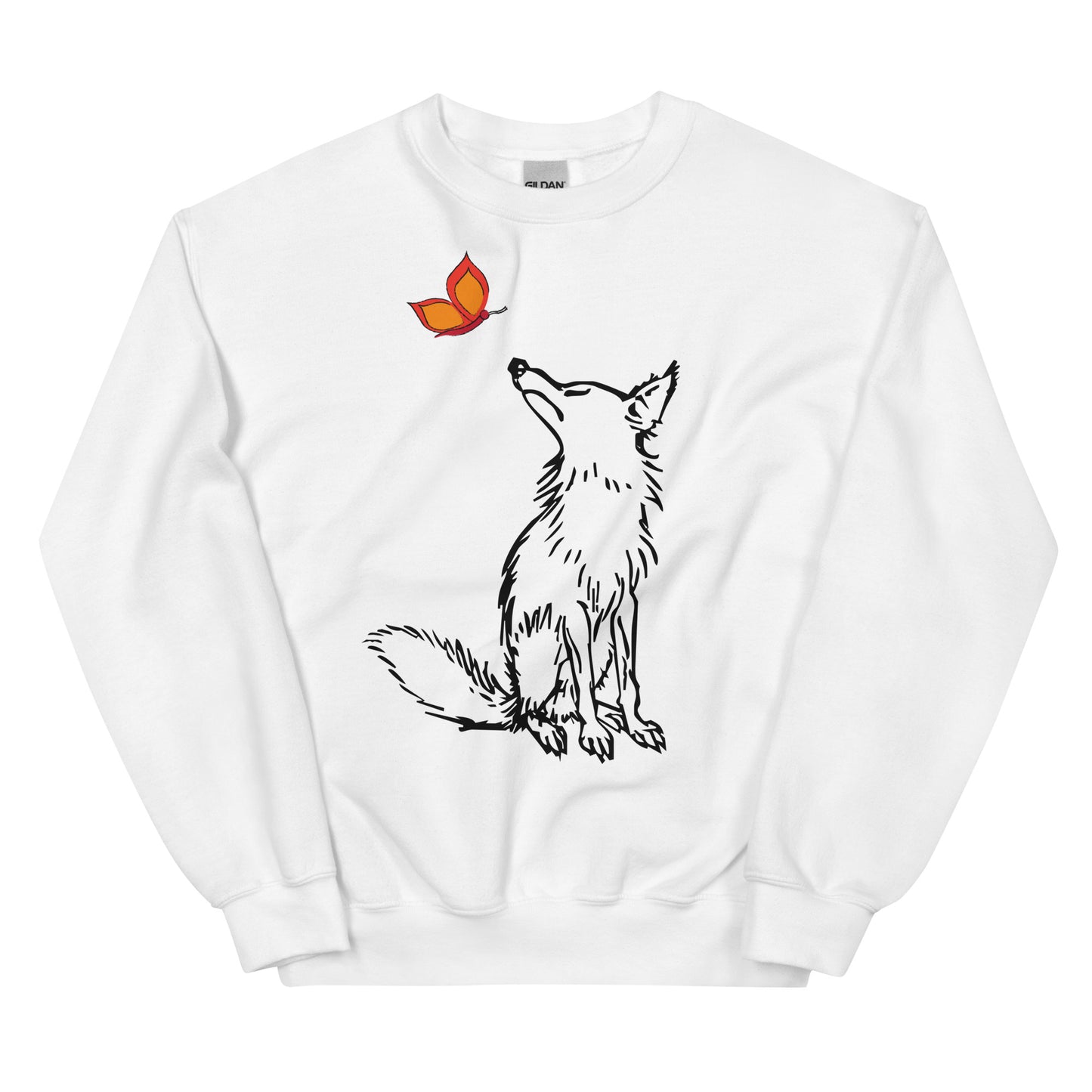 Life Scribbles - White- Nature Fox Butterfly Sweatshirt - Winter wear - Fall Jumper