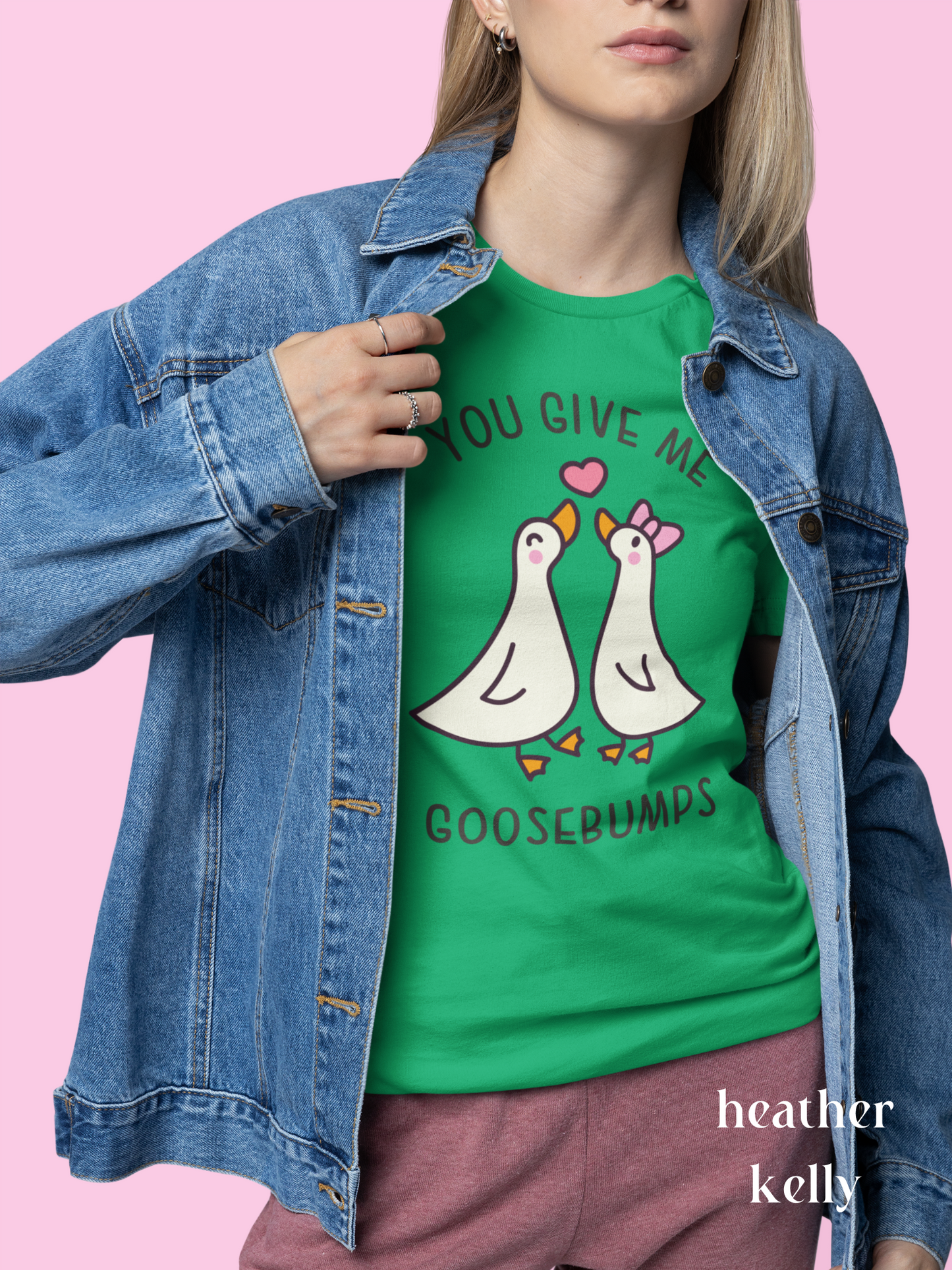 Life Scribbles - Valentines Goosebumps T-Shirt - Heather Kelly - Green